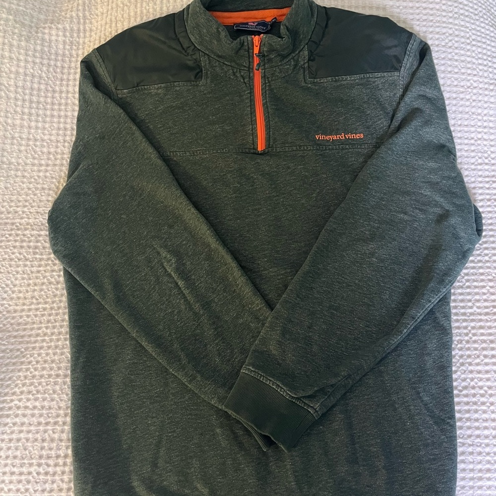 VINEYARD VINES Men's Green & Orange Performance Sailing Quarter Zip size XL